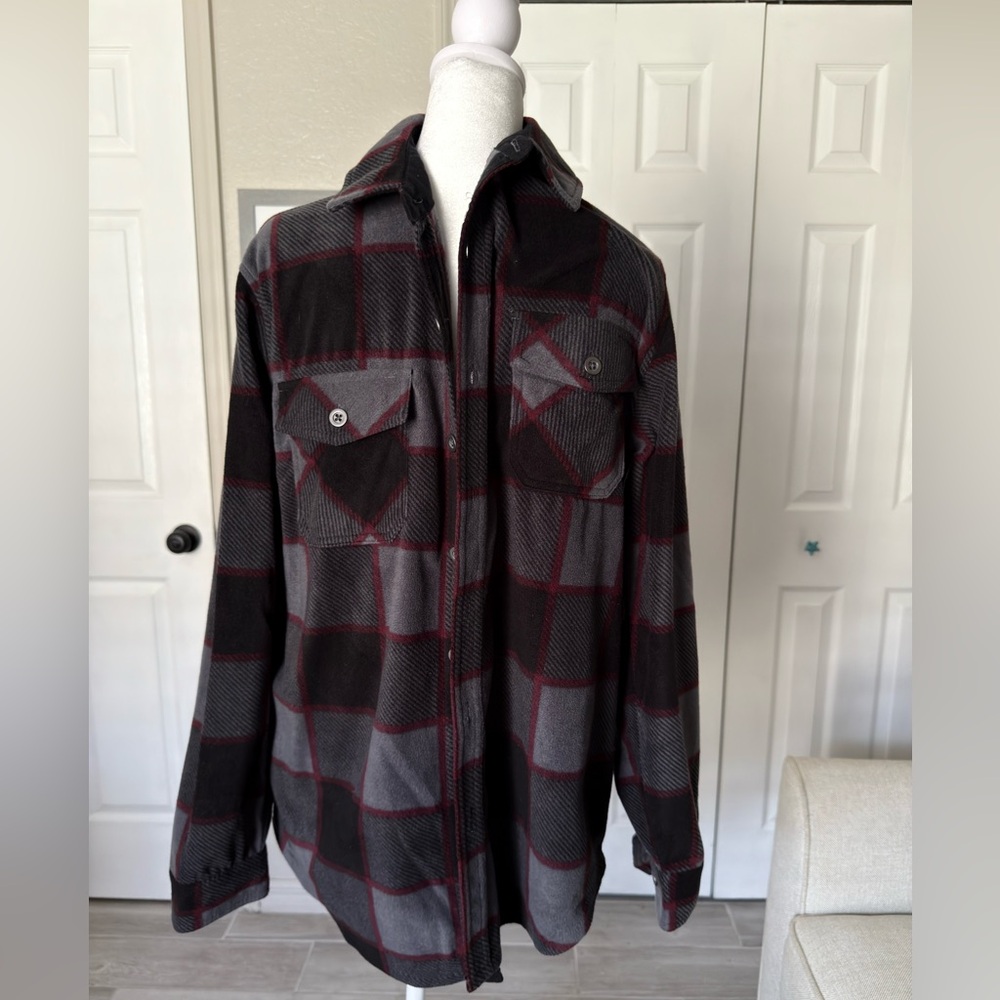 Gray and Red Plaid Men's Flannel